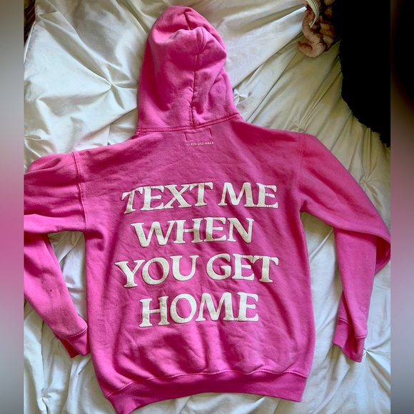 Pink Text Me When You Get Home Lonely Ghost Hoodie - Picture 3 of 3